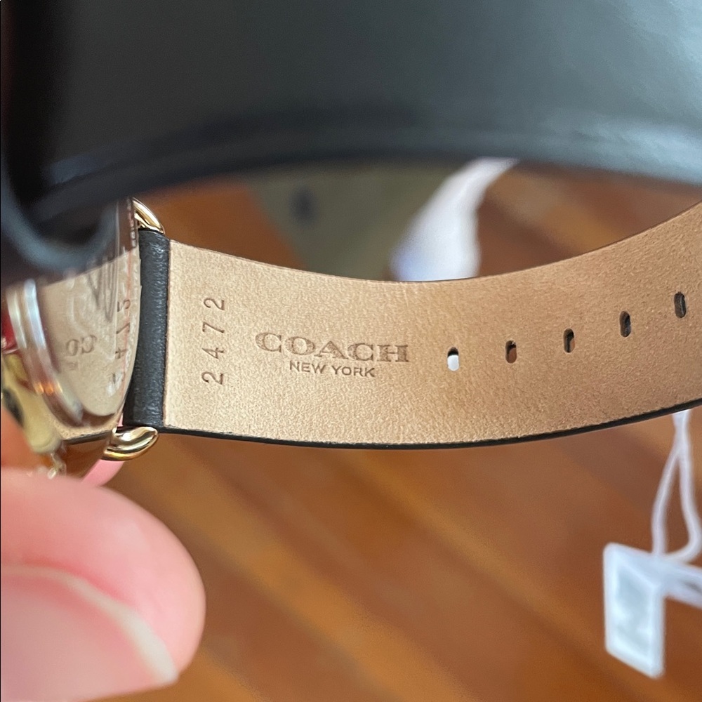 Coach Black Dial Leather Strap Watch with Gold Accents - Picture 7 of 10